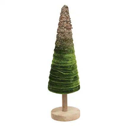 Front. BreeBe - Sparkle Velvet Christmas Tree 12"H - Green.
