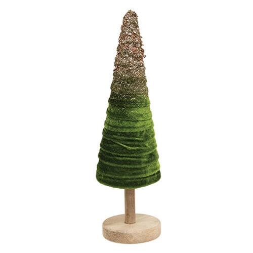 Front. BreeBe - Sparkle Velvet Christmas Tree 12"H - Green.