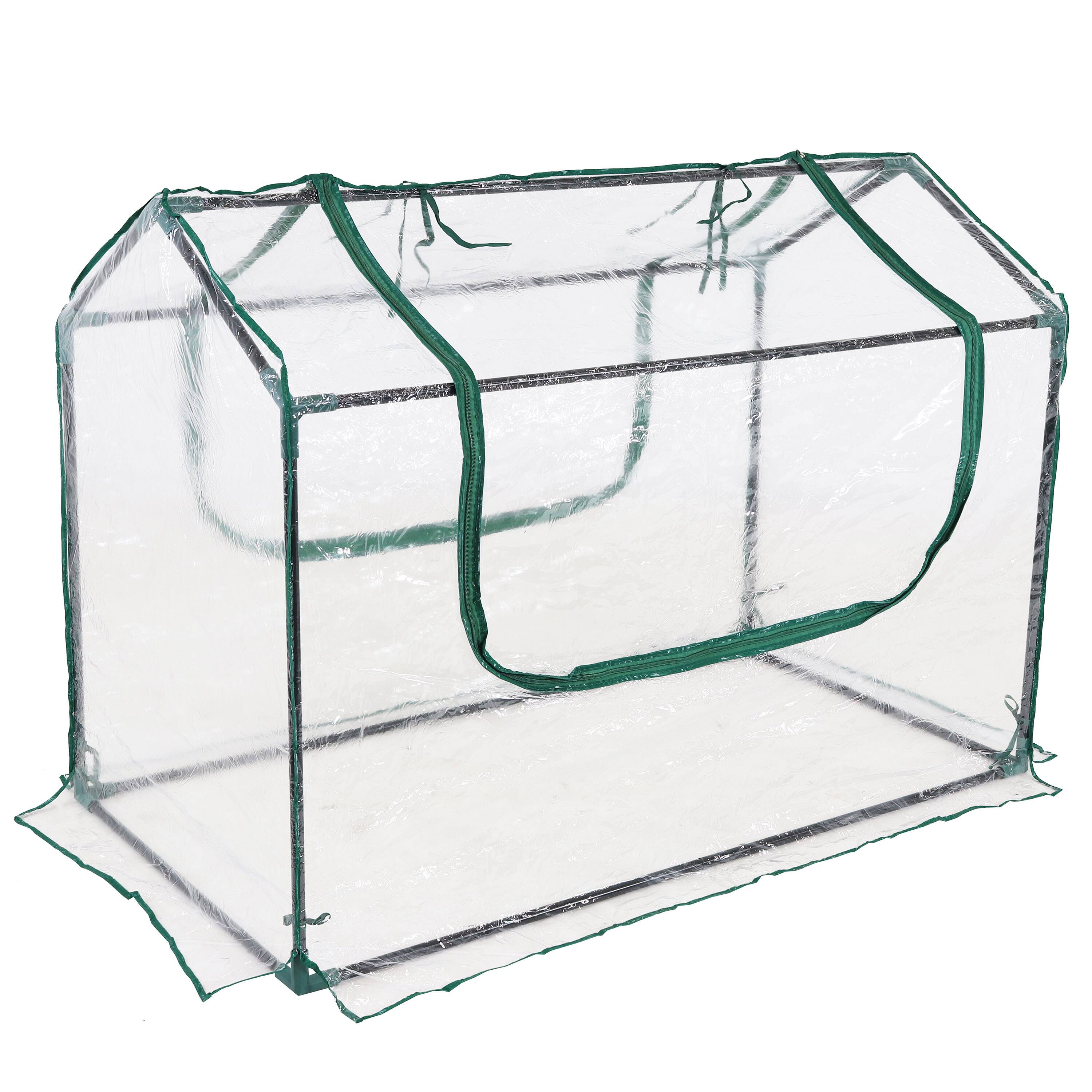 Alt View 7. Sunnydaze - 4 x 2 ft Iron PVC Panel Mini Greenhouse with 2 Doors - Clear.