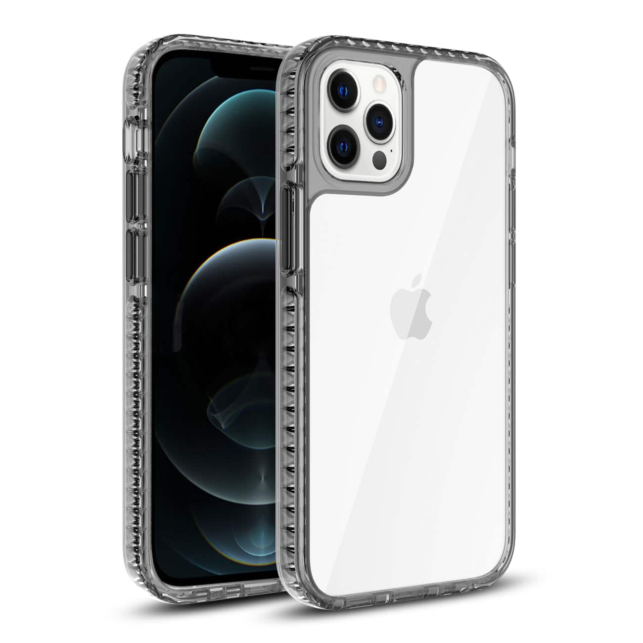 Reiko - Tpu Bumper Shockproof Case With Embedded Coil In Apple Iphone 12/Iphone 12 Pro In - Black