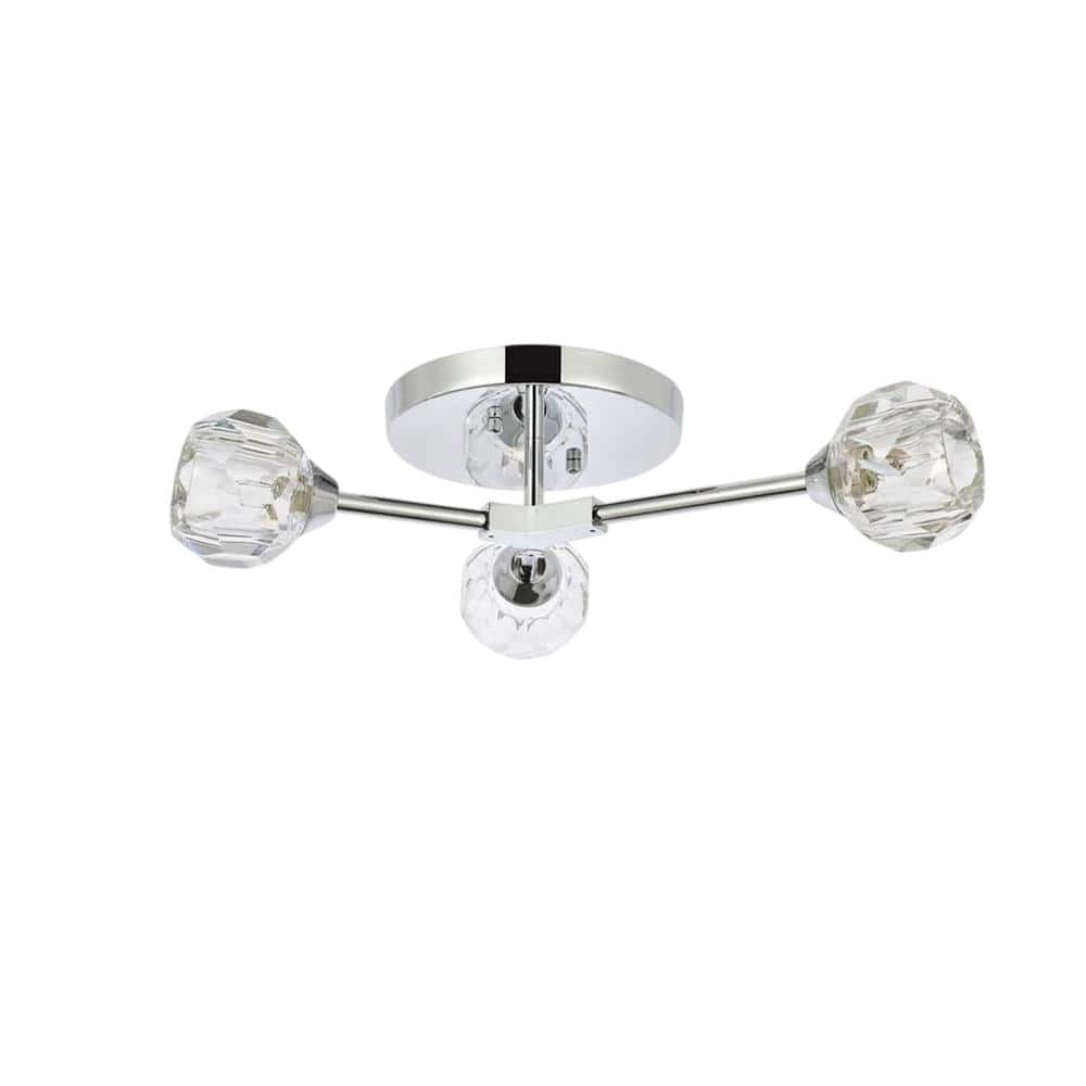 Elegant Lighting - Zayne 3 Light Flush Mount in Chrome - Chrome And Clear