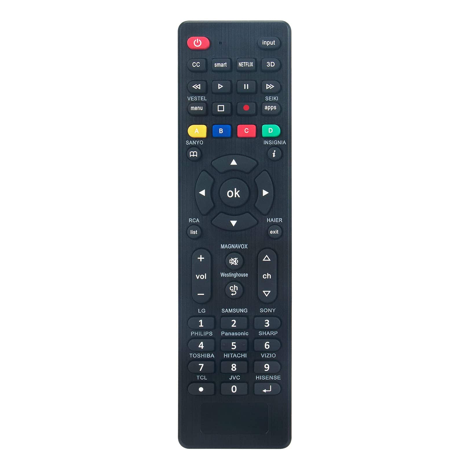 VINABTY - Universal Replaced Remote RC-G008 Compatible with LG Samsung Sony TCL Toshiba Sharp Sanyo Emerson Insignia JVC Smart TV - Black