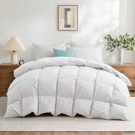 Peace Nest - All Season 300TC 100% Cotton Goose Feather Down Comforter Duvet Insert, King - White