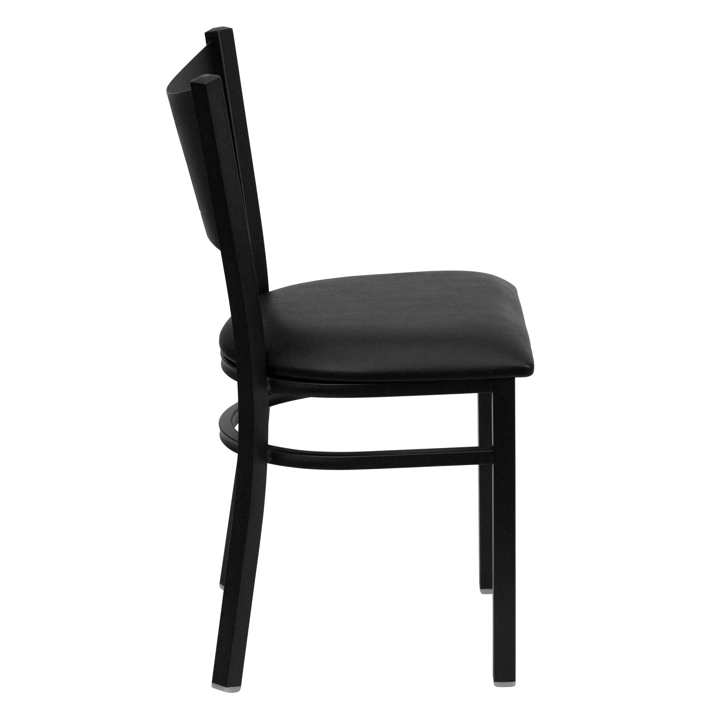 Alt View 6. Emma + Oliver - Coffee Back Metal Restaurant Dining Chair - Black Vinyl Seat/Black Metal Frame.