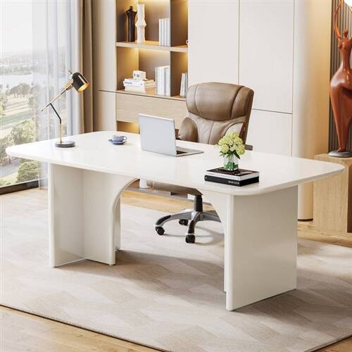 Angle. SlickBlue - Modern Extra-Large Executive Home Office Computer Desk with Storage - White.