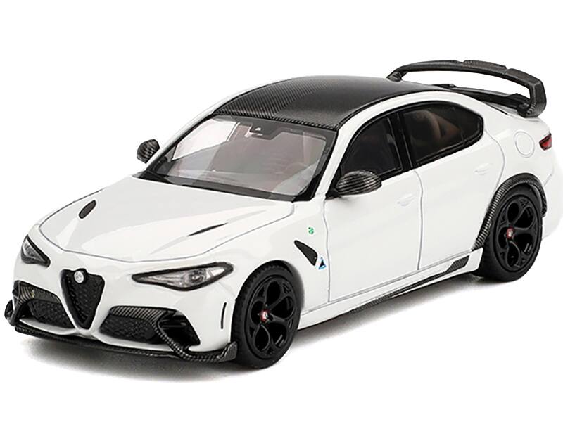 Angle. BBR - Alfa Romeo Giulia GTAm White with Carbon Top 1/64 Diecast Model Car by BBR - White.