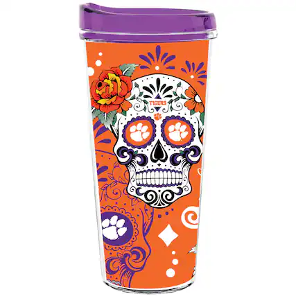 Front. Indigo Falls - Clemson Tigers 22oz. D-a de los Muertos Tumbler - Multicolor.