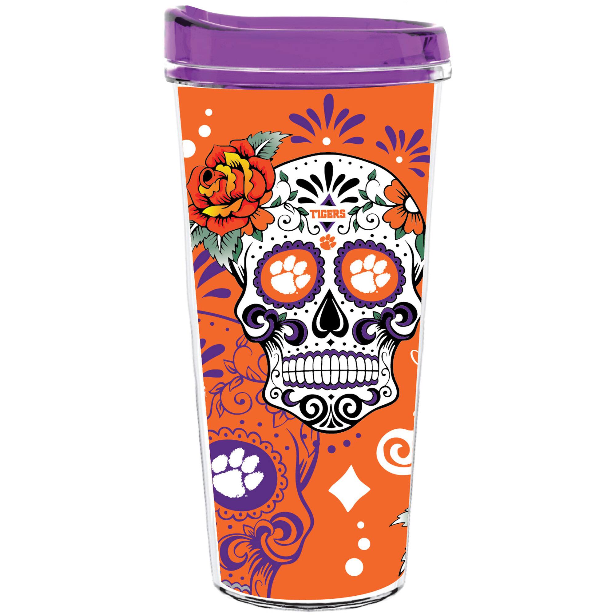 Front. Indigo Falls - Clemson Tigers 22oz. D-a de los Muertos Tumbler - Multicolor.