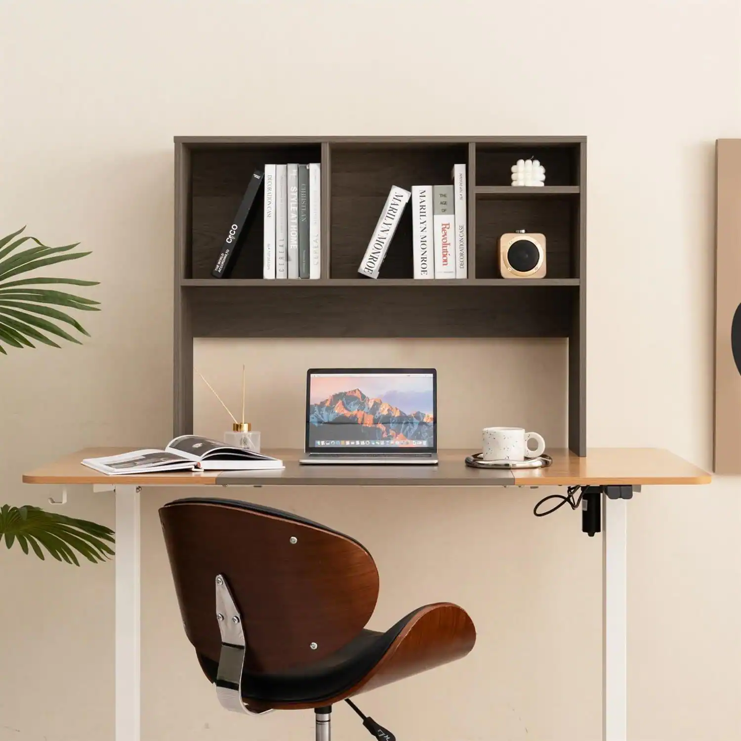 Pefilos Desktop Bookcase Reinforced Crossbars Anti Tip, 4 Cubbies Open ...