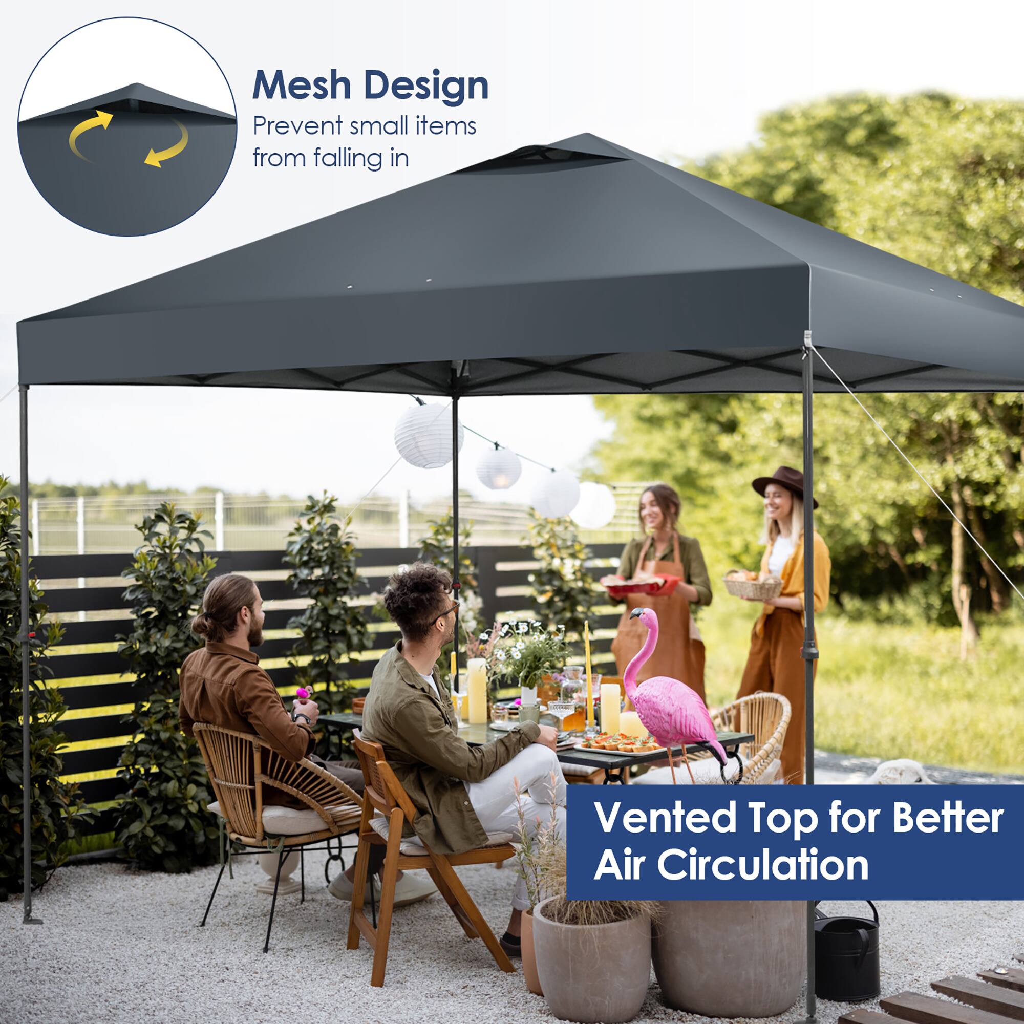 Mesh Design  
Prevent small items from falling in  

Vented Top for Better Air Circulation