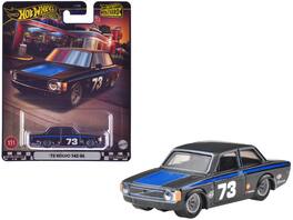 1973 Volvo 142 GL #73 Stripes and Hood "Boulevard" Series Diecast Model Car by Hot Wheels - Black with Blue