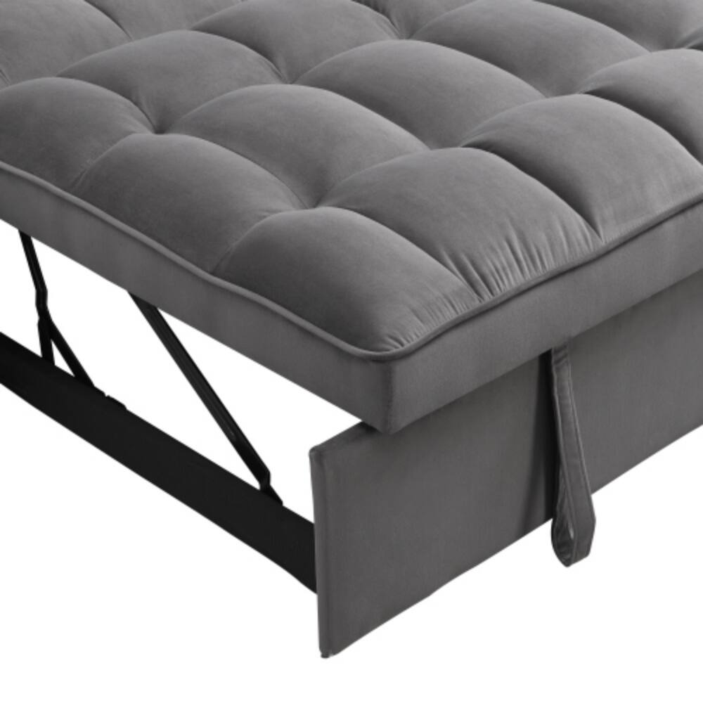 Back. LUCKY ONE - Sofa Bed w/ Trundle & Adjustable Backrest USB Ports Phone Holder 2 Pillows - Dark Gray.
