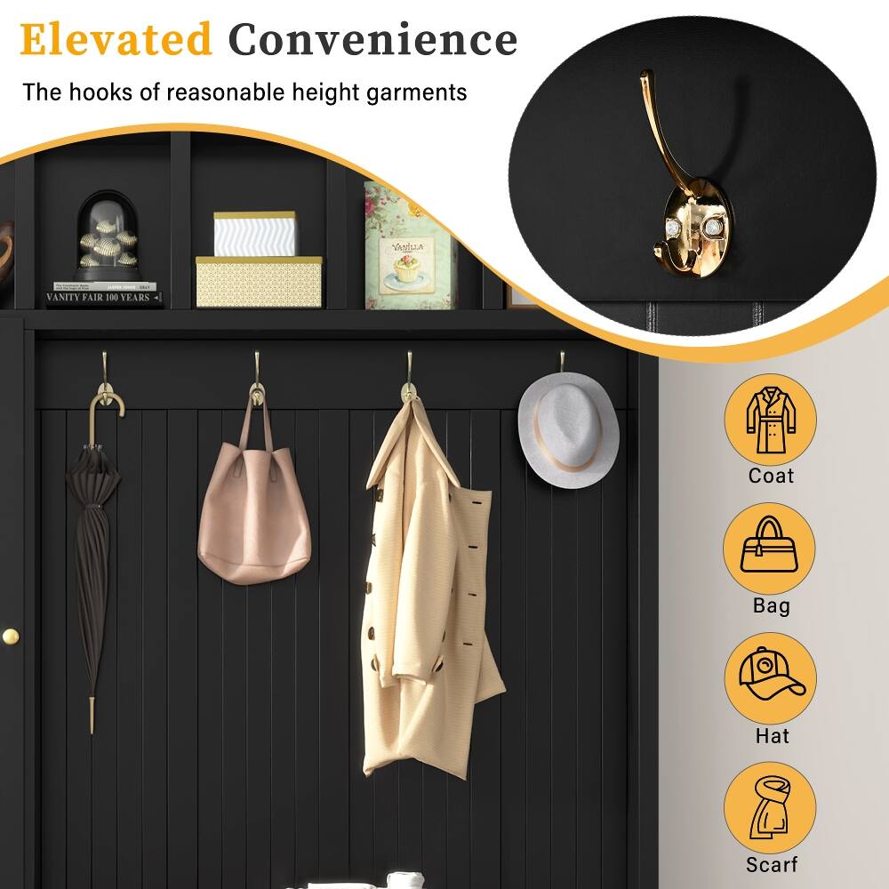 Elevated Convenience  
The hooks of reasonable height garments

VANILLA  
APP - WAY VANITY FAIR 100 YEARS

Coat  
Bag  
Hat  
Scarf