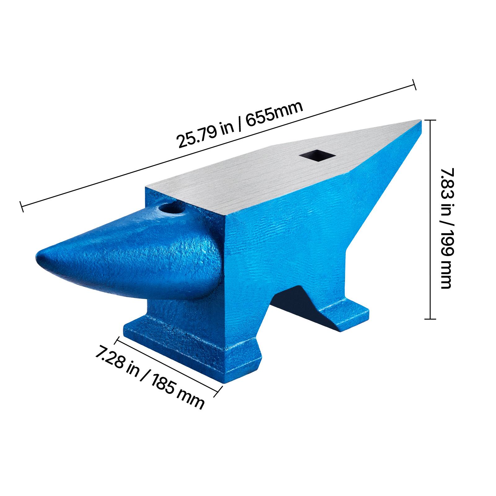 - 25.79 in / 655 mm
- 7.83 in / 199 mm
- 7.28 in / 185 mm