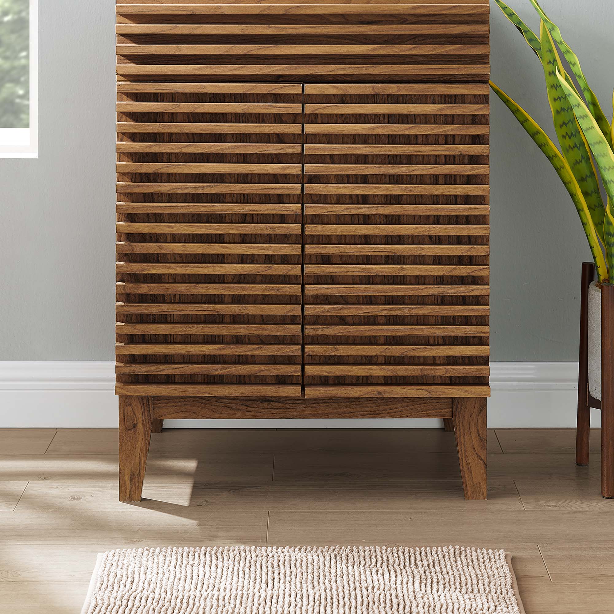 Front. Modway - Render 18" and 24" Bathroom Cabinets Basin Not Included - Walnut.