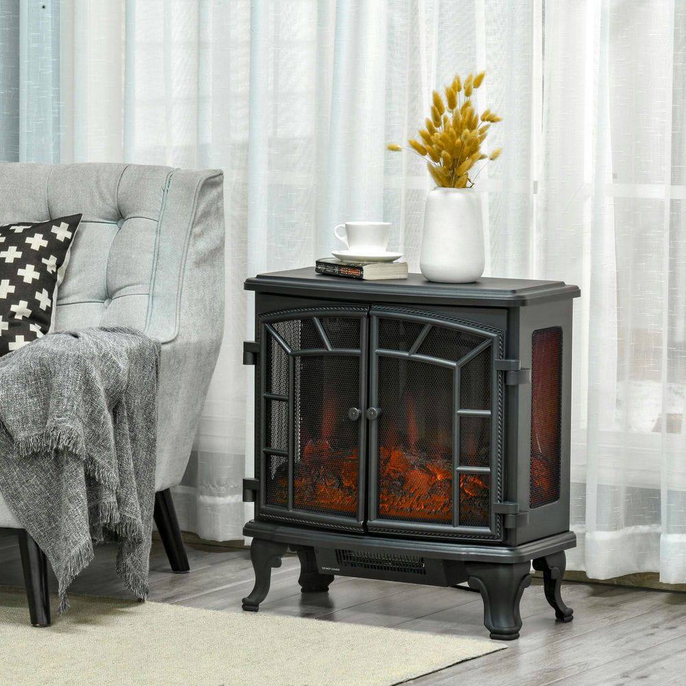 Kadyn - 27" Electric Fireplace Heater, Fireplace Stove with LED Flames, Remote Control and Overheating Protection, Black