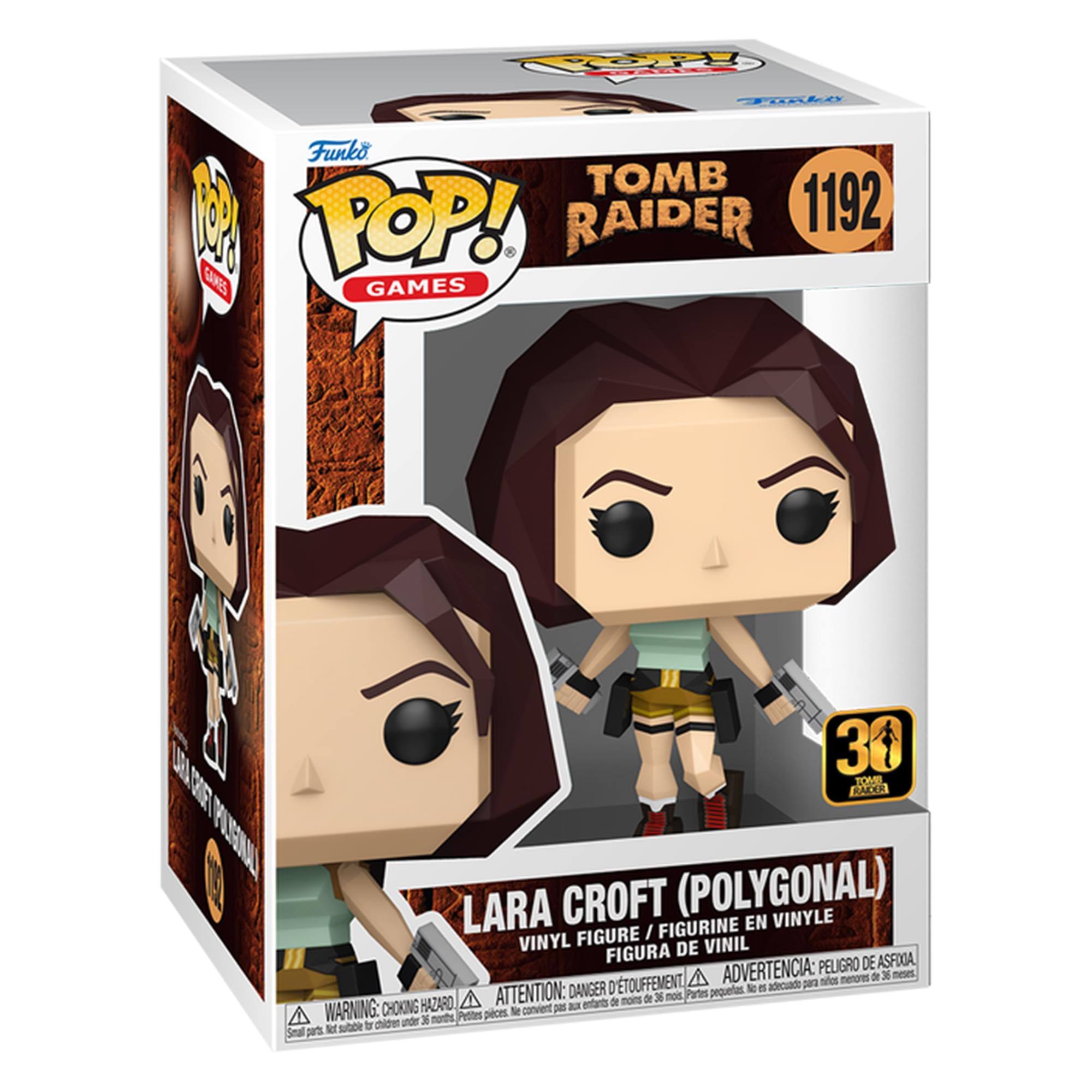 Funko POP! TOMB RAIDER 1192 GAMES  
LARA CROFT (POLYGONAL)  
VINYL FIGURE / FIGURINE EN VINYLE / FIGURA DE VINIL  
ADVERTENCIA: PELIGRO DE ASFIXIA, D'TOUFFEMENT ATTENTION: DANGER de suffocation, A convient pas entants de moins de 36 mois, WARNING: CHOKING HAZARD, Not suitable for children under 36 months, Petites pièces.