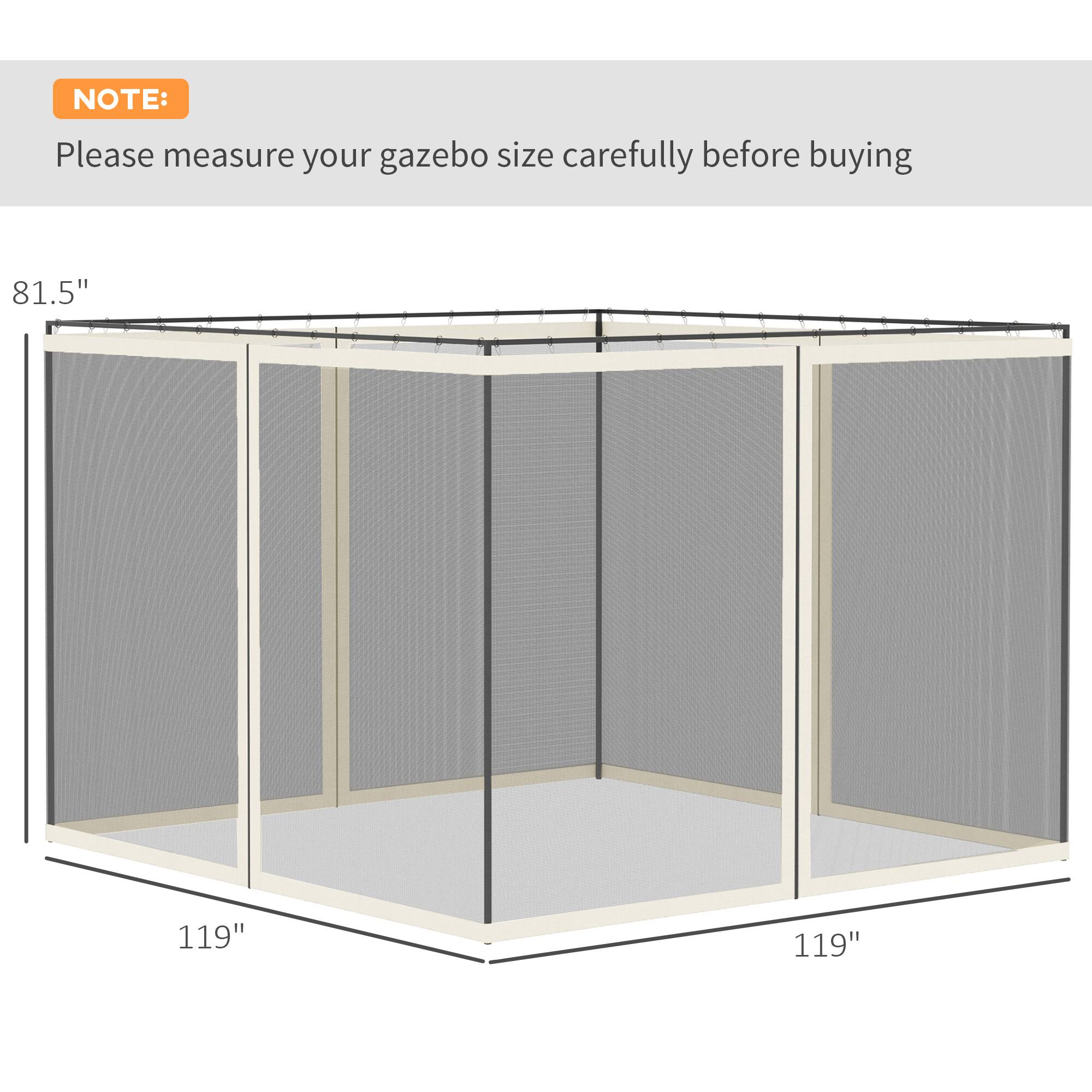 NOTE: Please measure your gazebo size carefully before buying

81.5"
119"
119"