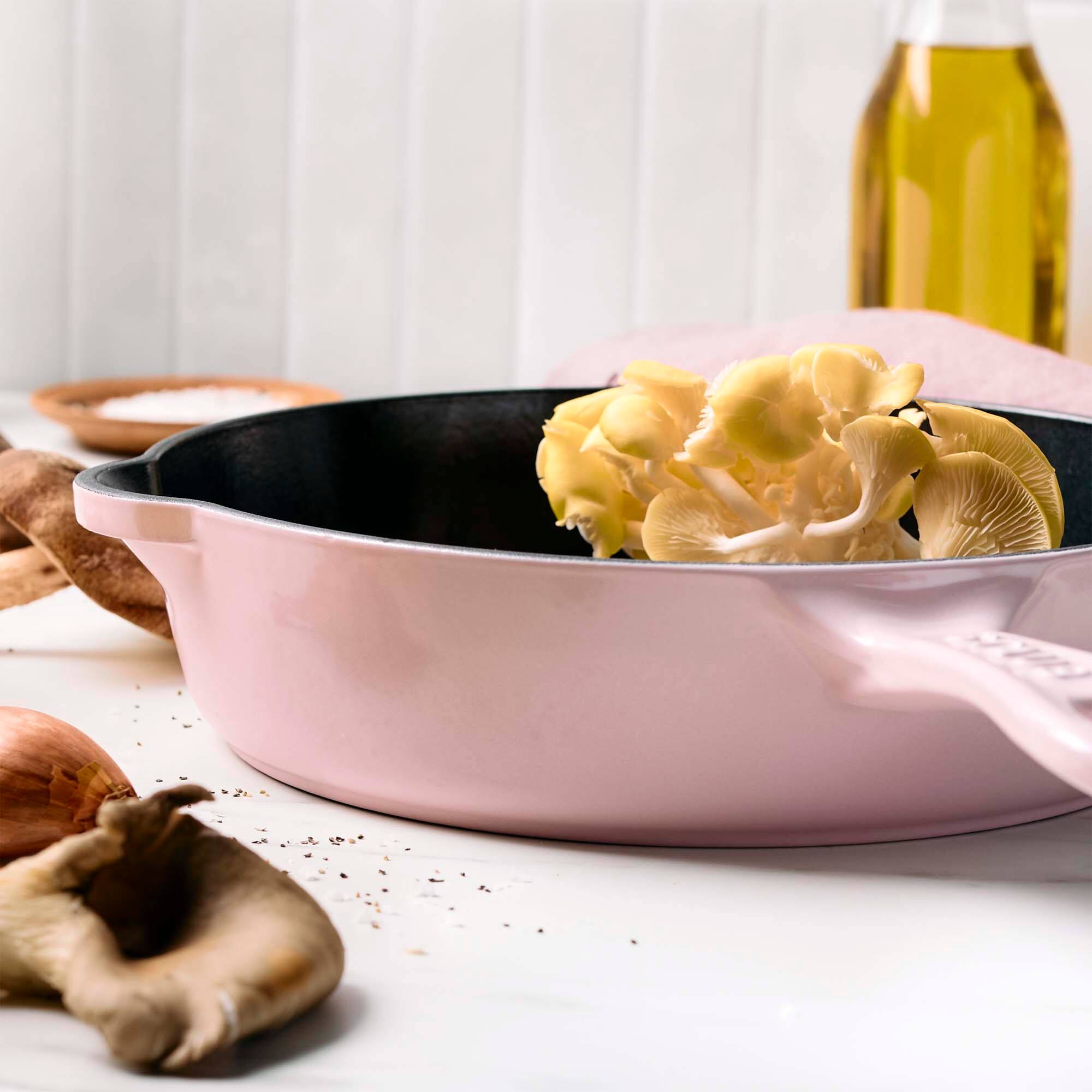 Alt View 5. Staub - STAUB Cast Iron 11-inch Traditional Deep Skillet - Peony Pink - Peony Pink.