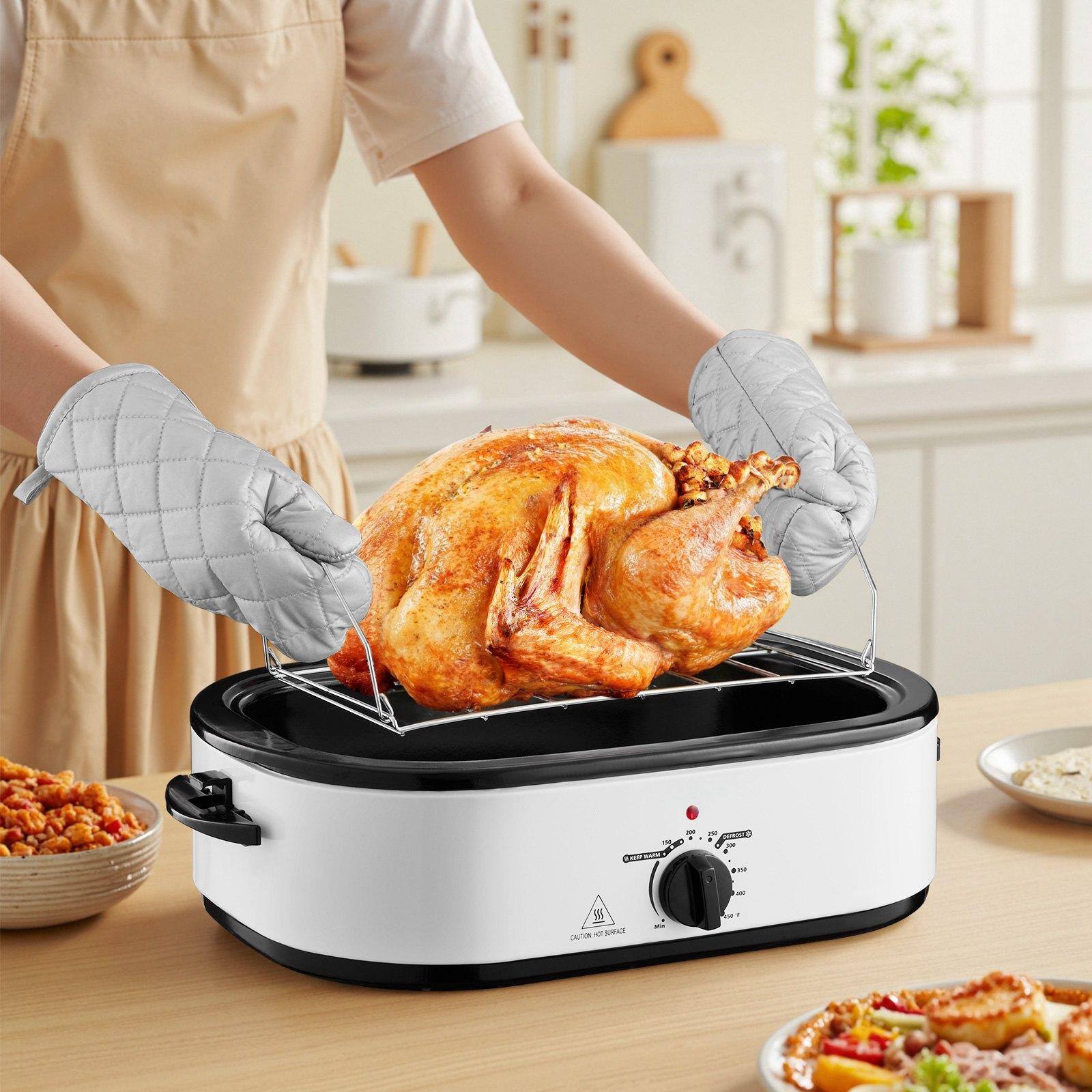 Alt View 1. Glintex - 18QT Roaster Oven Electric Turkey Roaster 150-450℉ Adjustable Temp with Self-Basting Lid and Rack - Silver.