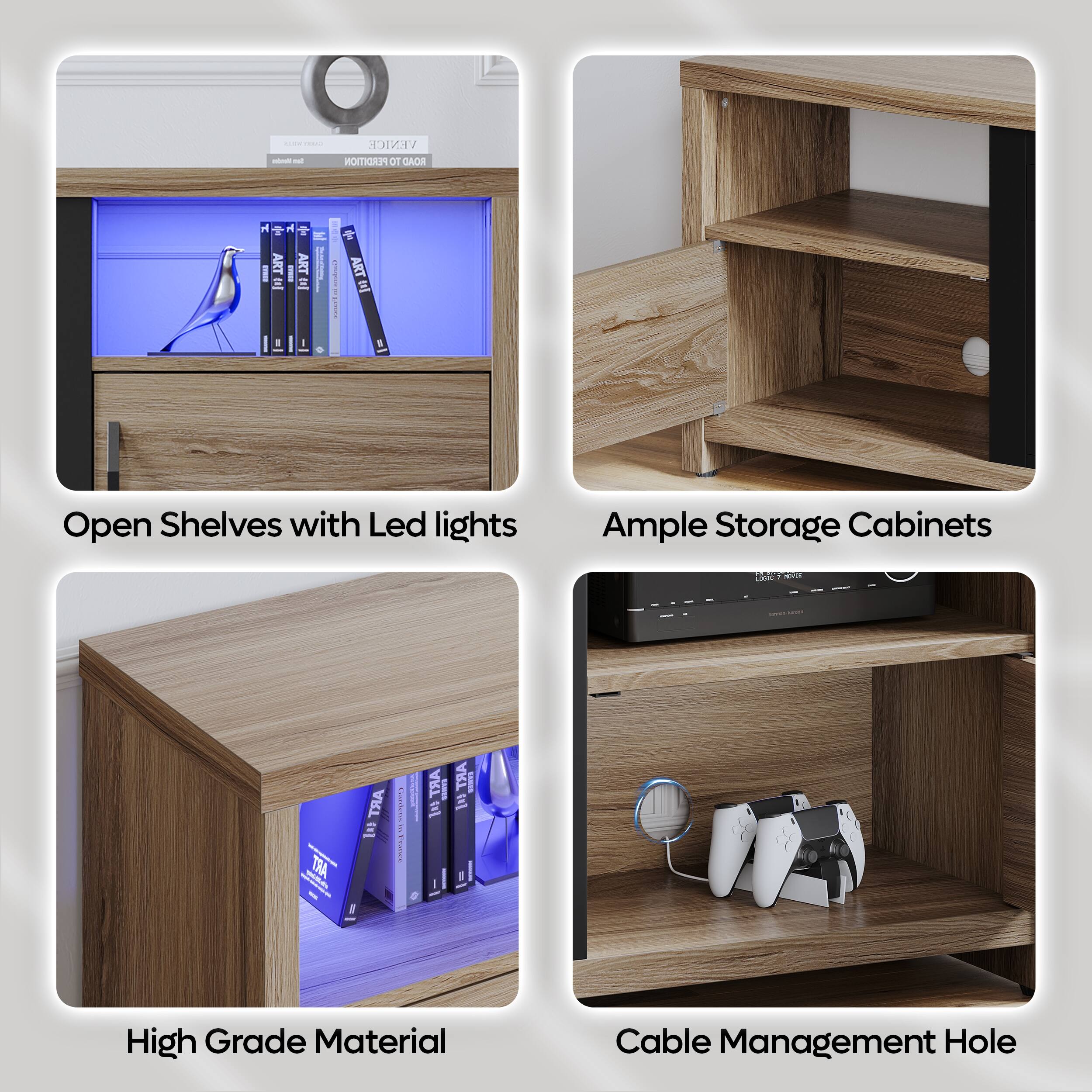 - VENICE PERDITION OF GAORR H 1 H + ART E | ART E
- Open Shelves with Led lights
- Ample Storage Cabinets
- High Grade Material
- Cable Management Hole