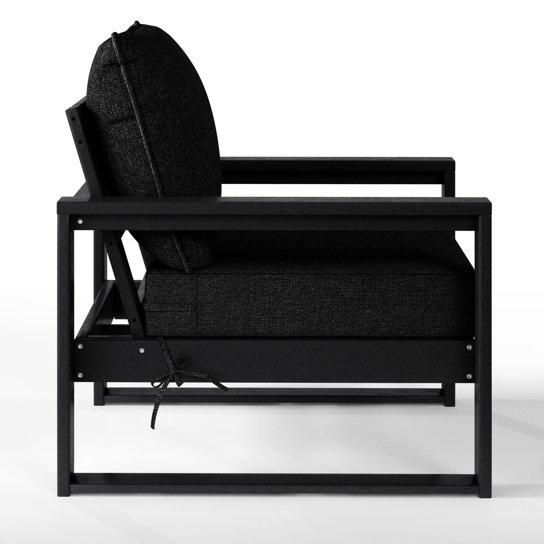 Back. WestinTrends - WestinTrends Montara Outdoor Modern 3-Piece HDPE Patio Sofa Set with Side Table - Black.