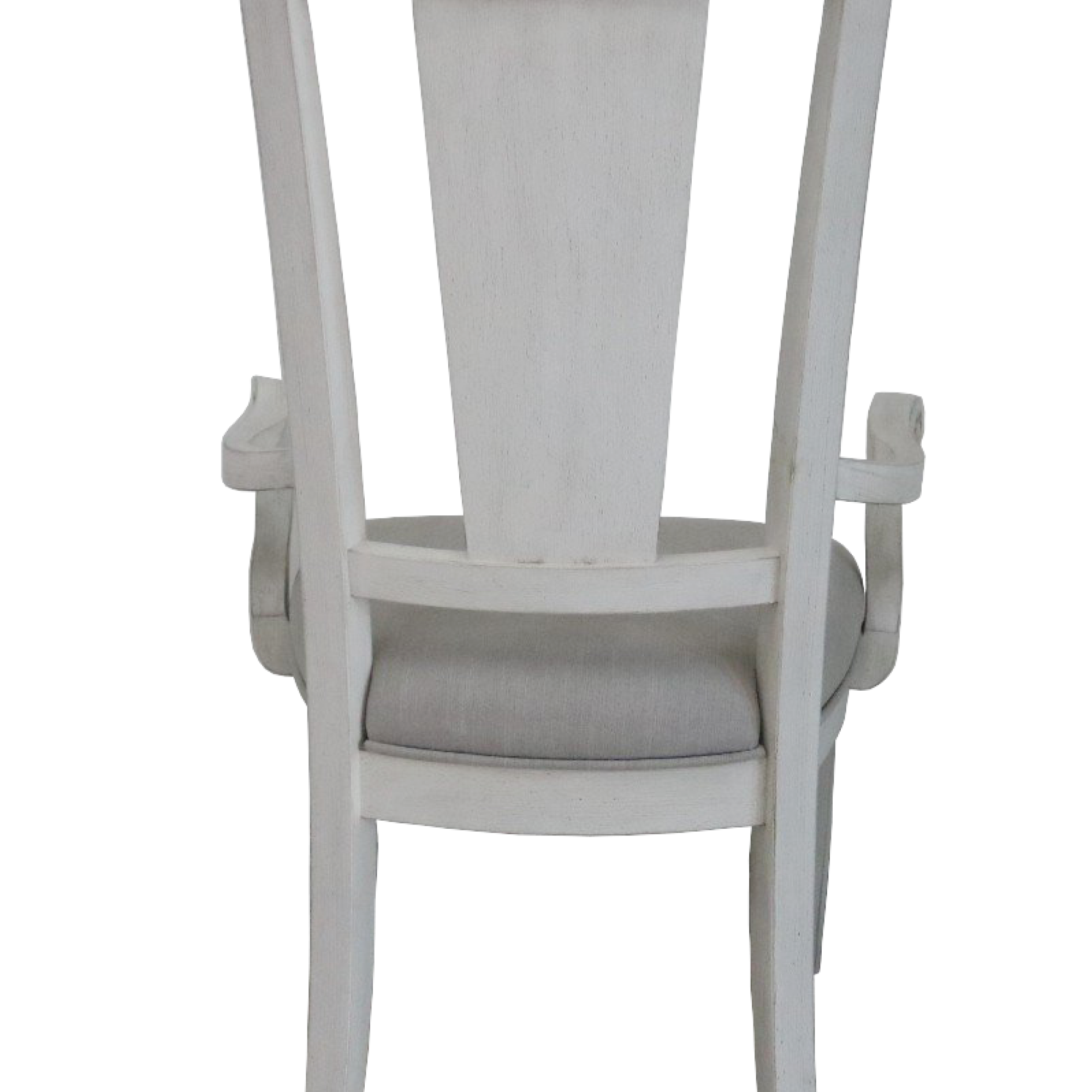 Back. GOODSILO - Elegant Light Gray Linen Upholstered Arm Chair with Weathered White Finish Wooden Frame, Set of 2 - Light Gray+White.