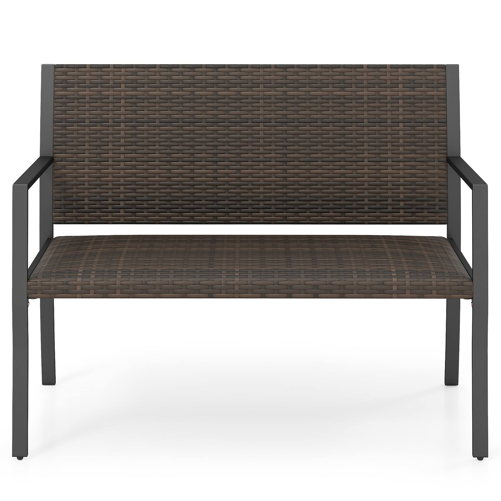 Alt View 9. Gymax - Gymax Patio Wicker Loveseat w/Soft Sponge Seat 800 LBS Heavy Duty Outdoor Bench - Brown.