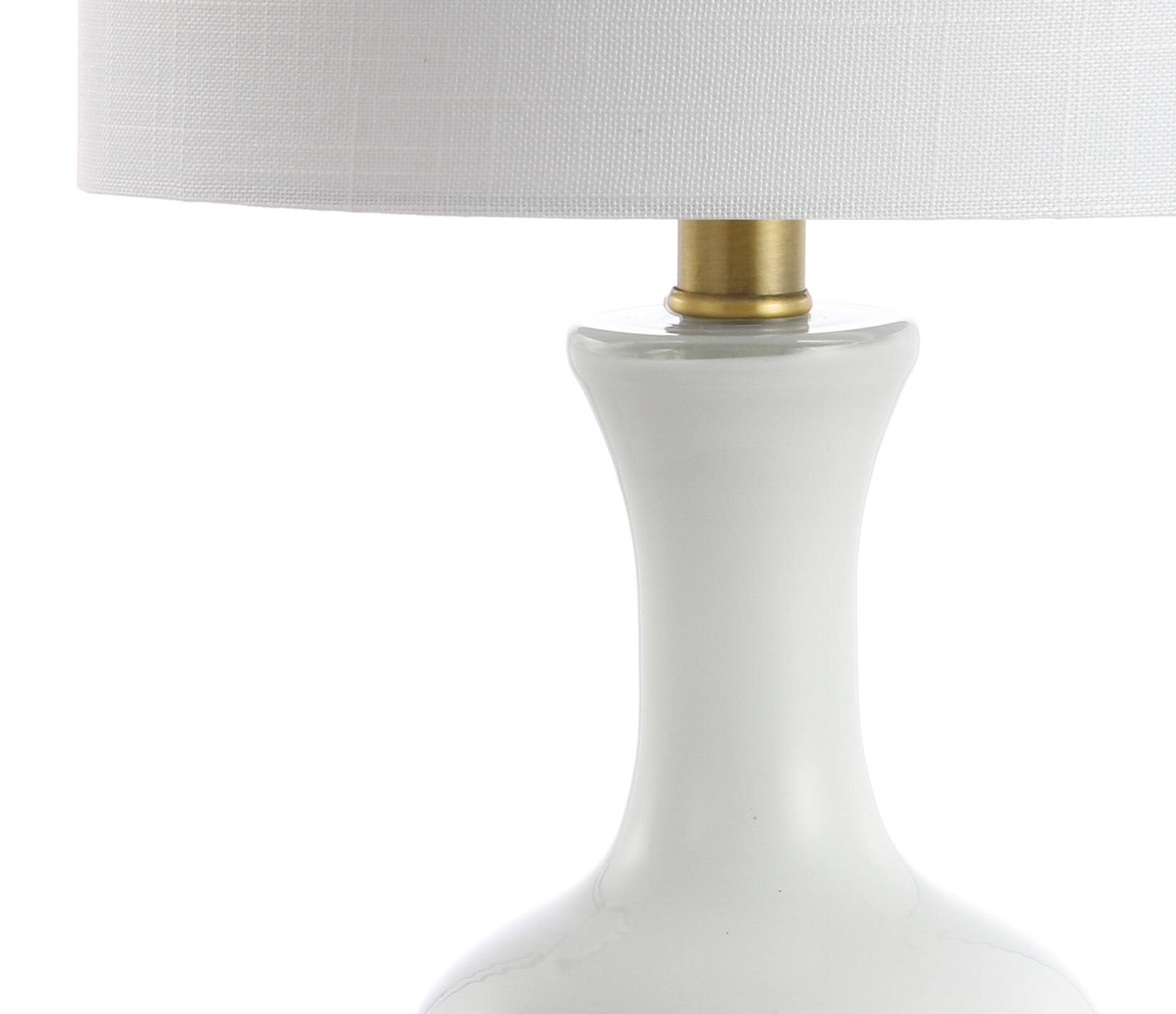 Alt View 4. Jonathan Y - Cox 22" Glass/Metal LED Table Lamp, White (Set of 2) - White/Brass Gold.