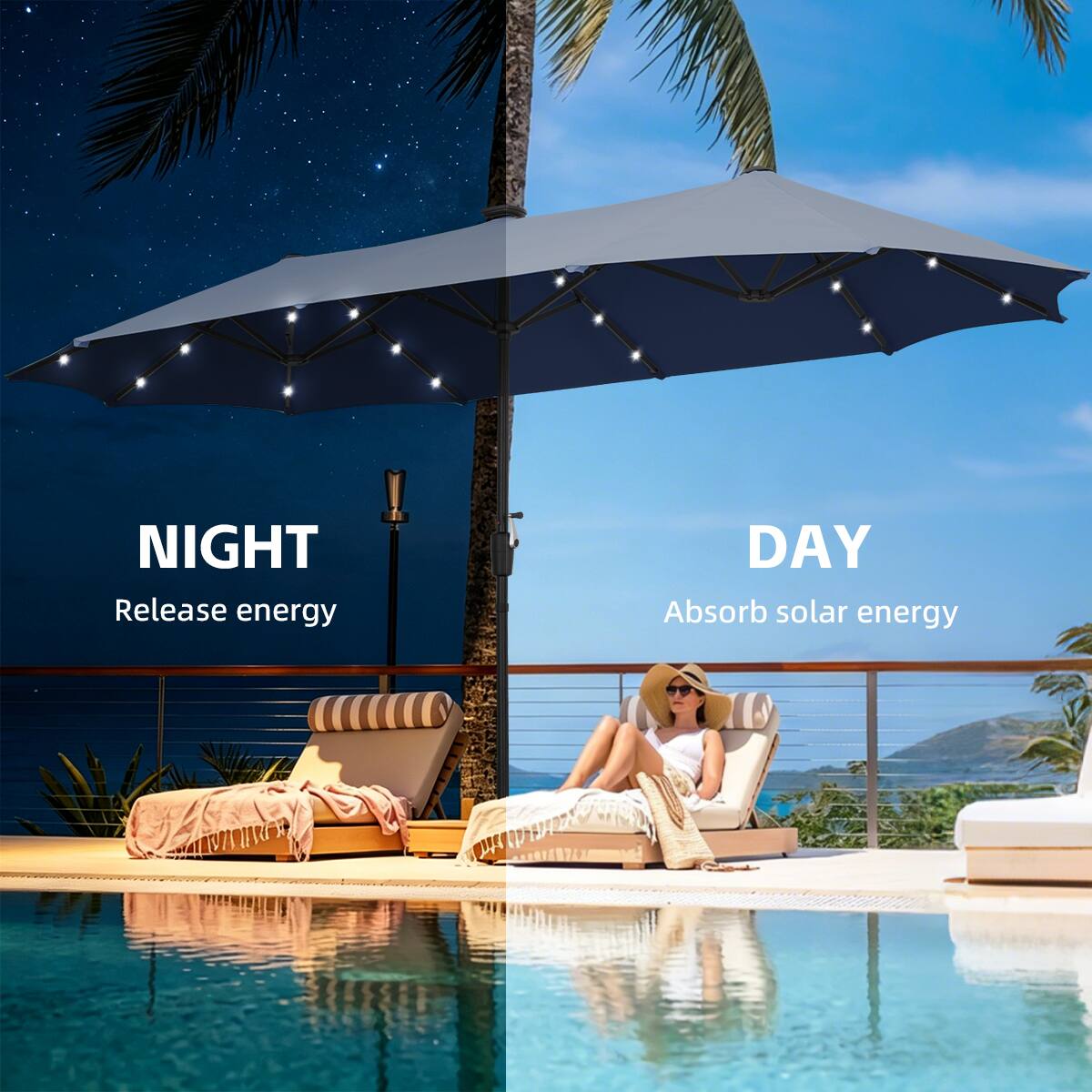 NIGHT  
Release energy  

DAY  
Absorb solar energy