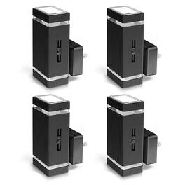 Jandcase - 4-Pack 1W Plug-in Night Light, 5000K Daylight White, Square Frosted Shade, Wall Sconce Style, Slide Dimmer - Black