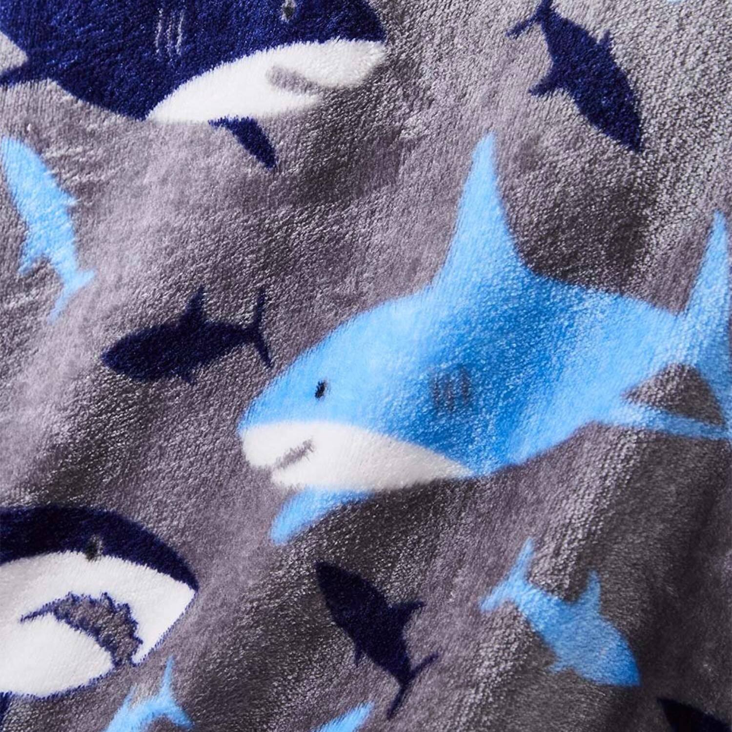 Alt View 4. Noble House - Plazatex Shark Plush Decorative All Season Plum Throw Blanket 50" x 60" Blue - Blue.