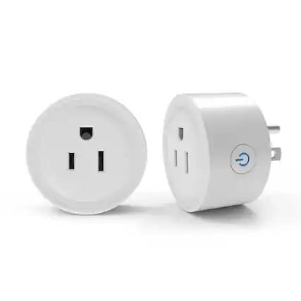 Front. MOSZAR LLC - Smart Plug 2-Pack, WiFi, Remote & Timer, White - WHITE.