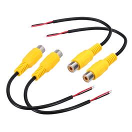 Unique Bargains - 4pcs 6" RCA Female Plug to Bare Wire Adapter for Audio Video Amplifier Speaker Wire - Yellow