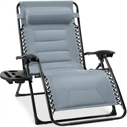Front. Best Choice Products - Best Choice Products Oversized Padded Zero Gravity Chair, Folding Outdoor Patio Recliner w/ Side Tray - Breeze Blue - Breeze Blue.