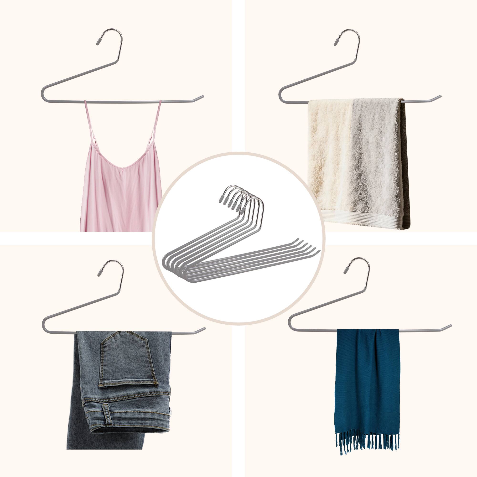 Alt View 2. BP4U - 36-Pack Open-Ended Metal Hangers with Non-Slip Coated, Space Saving Scarf Hangers for Trousers, Dresses & Towels(Grey) - Grey.