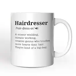 OrnamentallyYou - Hairdresser Definition Mug, Funny Stylist Gift - White