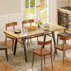 Front. Bestier - 70inch Rectangular Dining Table with Basket Storage Wooden Kitchen Table with Sturdy Metal Legs - Walnut.