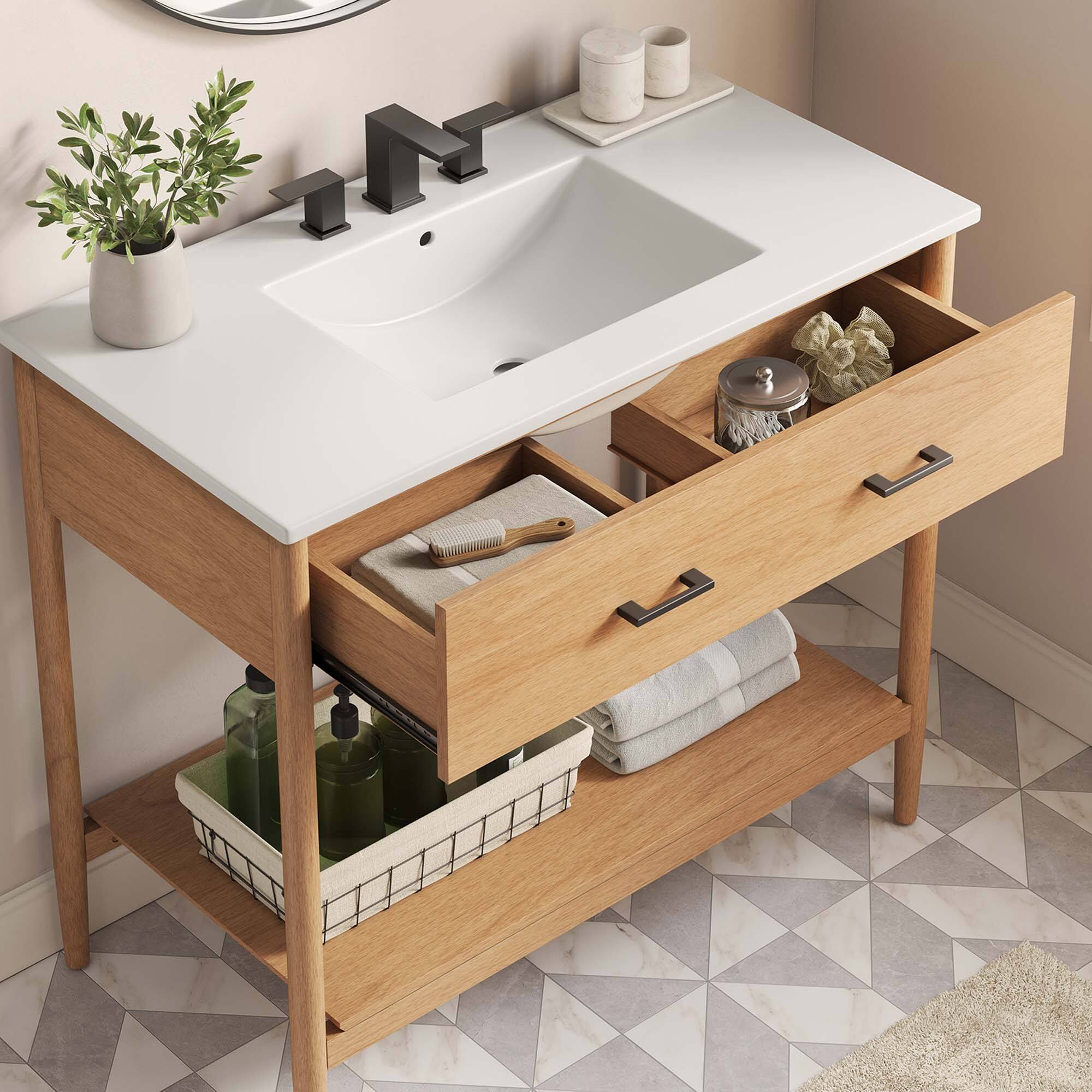 Alt View 1. Modway - Zaire Bathroom Vanity Basin Included by Modway - Natural White.
