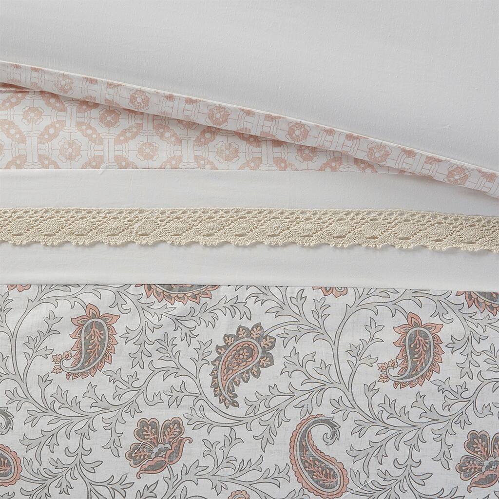Alt View 5. Gracie Mills - Gracie Mills Singleton 9-Piece Cotton Percale Comforter Set with Paisley Print - Blush.