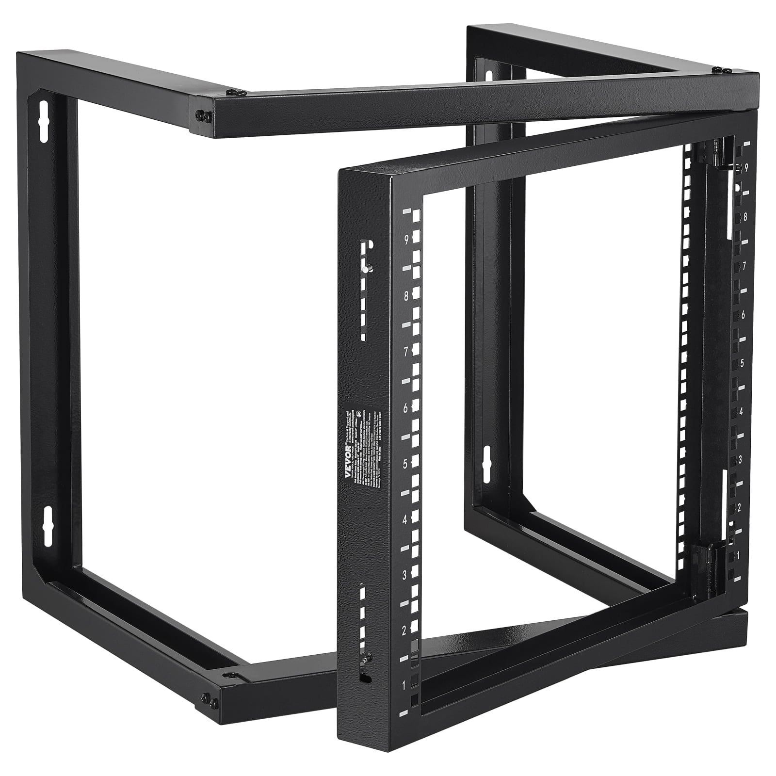 VEVOR - 9U Wall Mount Rack, 150 lbs/68.04 kg Max Load Capacity, Open Frame Server Network Rack with Cage Nuts Screws - Black