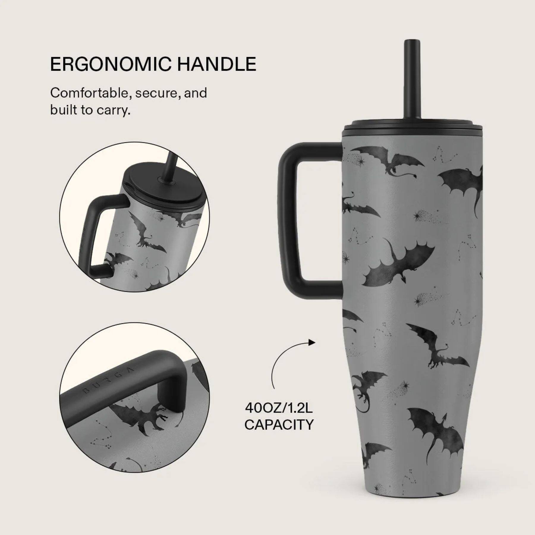 ERGONOMIC HANDLE  
Comfortable, secure, and built to carry.  

BURGA  
400OZ/1.2L CAPACITY