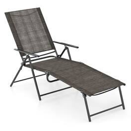 Costway - Patio Folding Chaise Lounge Chairs with 6-Level Backrest Reclining Chairs - Tan
