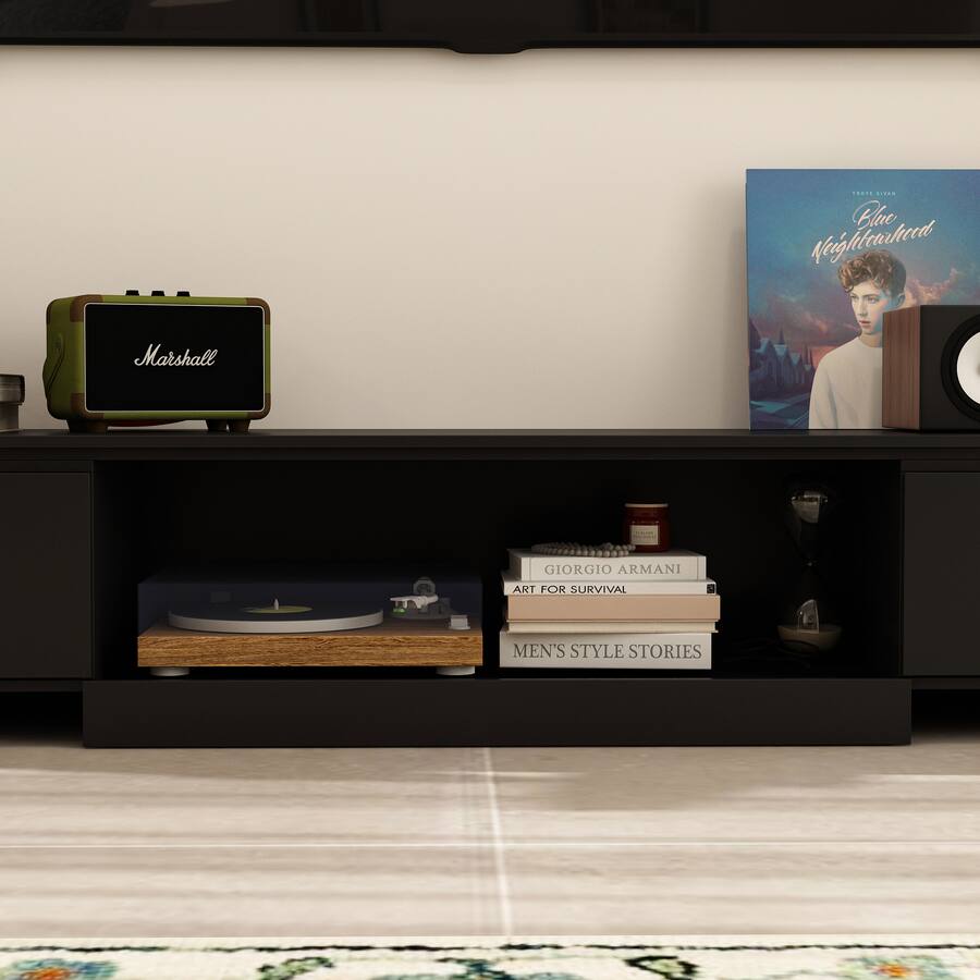 TV-134-BK ［BLACK］ La Spezia W868 Black TV Stand W33128498 | Comfyco