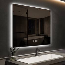 LOVMOR - 30x30 Inch LED Bathroom Mirror with Anti Fog Dimmable Lights 3 Color Temperature Memory Function ETL Certified - slive