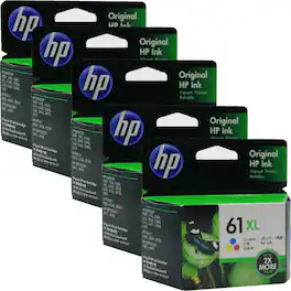 5x HP 61XL High Yield Tri-color Original Ink Cartridge 1650 Pages - Black
