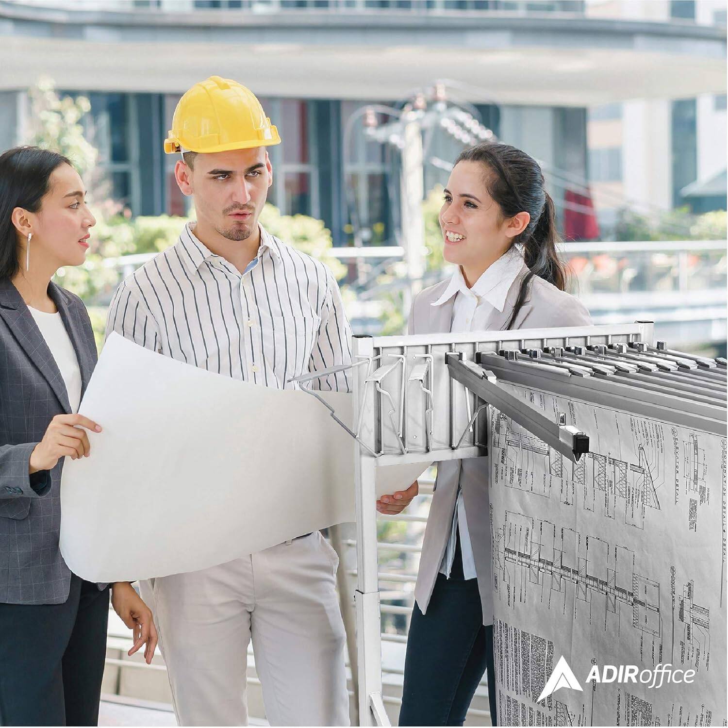 Alt View 8. AdirOffice - Steel Portable Hanging File Cart Mobile Blueprint Storage Rack - White.