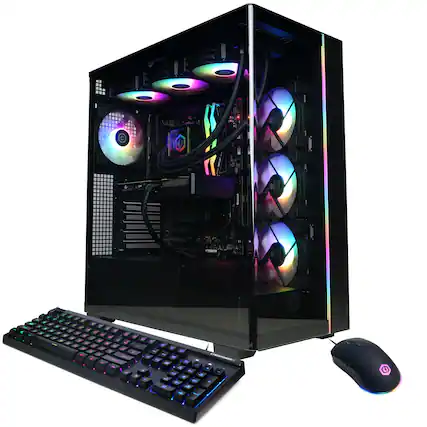 Front. CyberPowerPC - Gaming Desktop - AMD Ryzen 9 9900X3D - NVIDIA GeForce RTX 5070 12GB - 32GB DDR5 RGB - 2TB PCIe 4.0 SSD - Black.