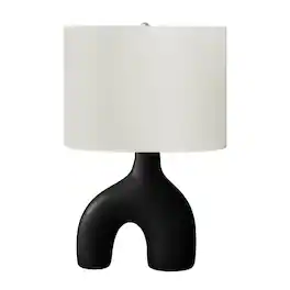 Luckbyte - 25 Inch Black Ceramic Table Lamp Ivory Cream Shade Contemporary Modern Lamp