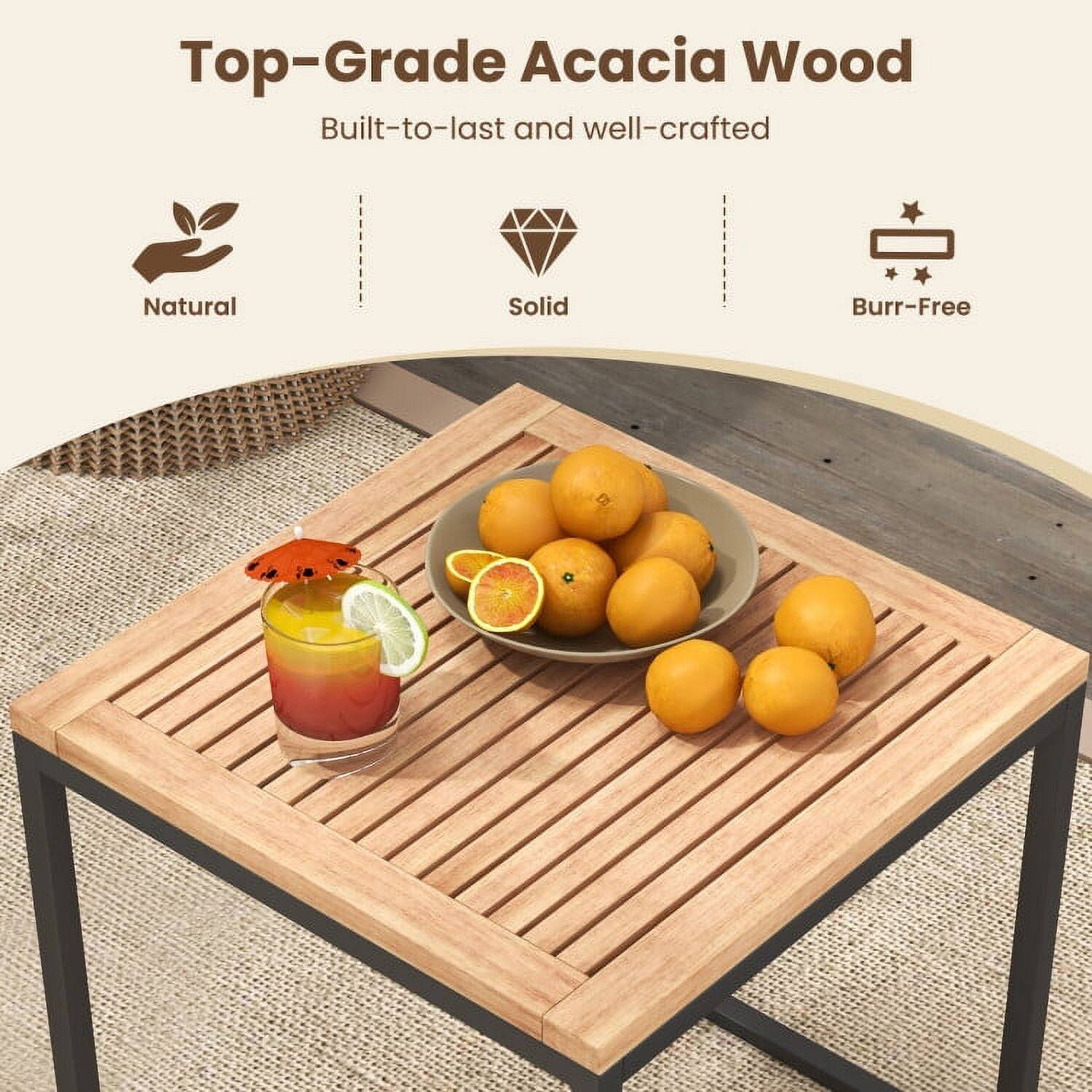 Top-Grade Acacia Wood  
Built-to-last and well-crafted  

Natural  
Solid  
Burr-Free